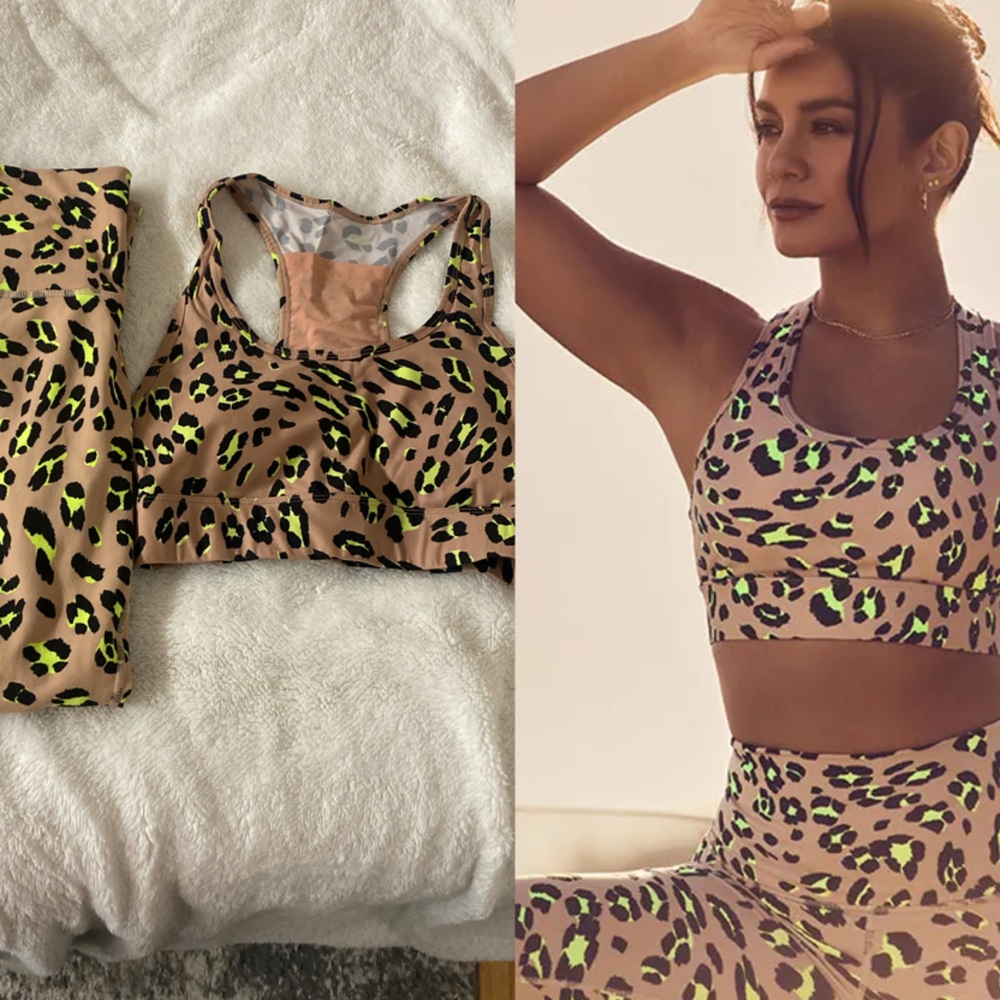 Leopard Print Sports Bra and Leggings Set
